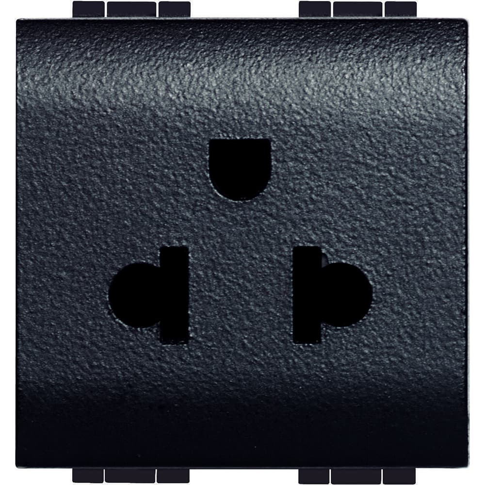 DADO TOMACORRIENTE UNIVERSAL 2 MOD NEGRO 2P+T 16A 127/250V LIVINGLIGHT L4126
