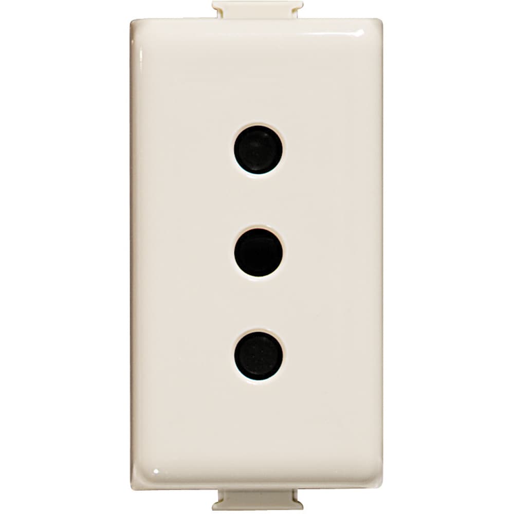 DADO TOMACORRIENTE 3 EN LINEA 1 MOD MARFIL 2P+T 10A 250V MATIX A5113