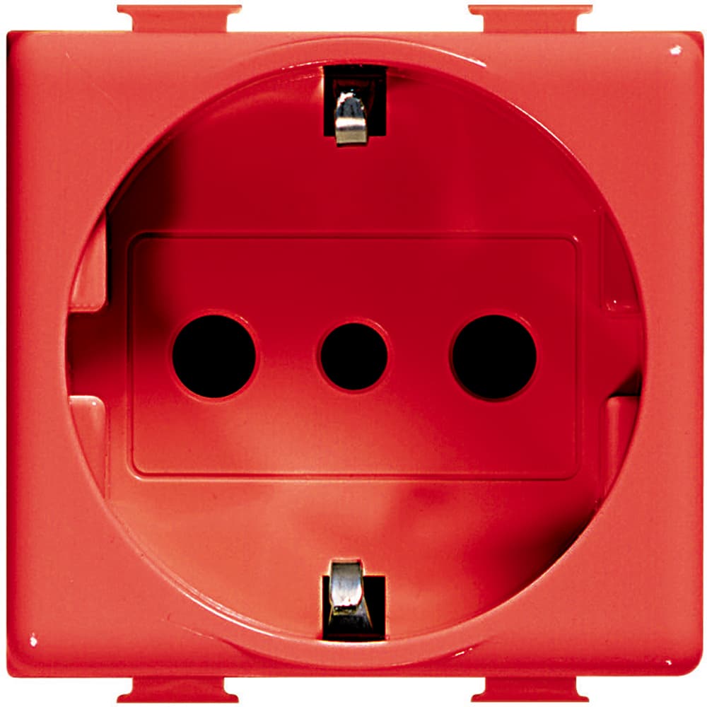 DADO TOMACORRIENTE SCHUKO 2 MOD ROJO 2P+T 10/16A 250V MATIX A54403R