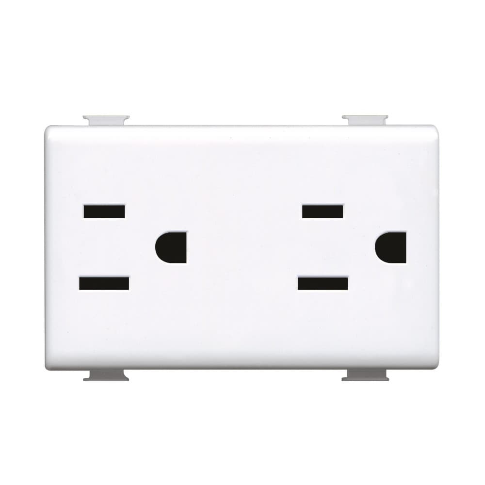 DADO TOMACORRIENTE AMERICANO DOBLE 3 MOD BLANCO 2P+T 15A 250V MATIX AM5115DS