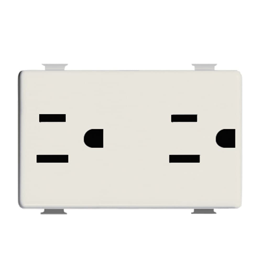 DADO TOMACORRIENTE AMERICANO DOBLE 3 MOD MARFIL 2P+T 15A 250V MATIX AM5115DSM