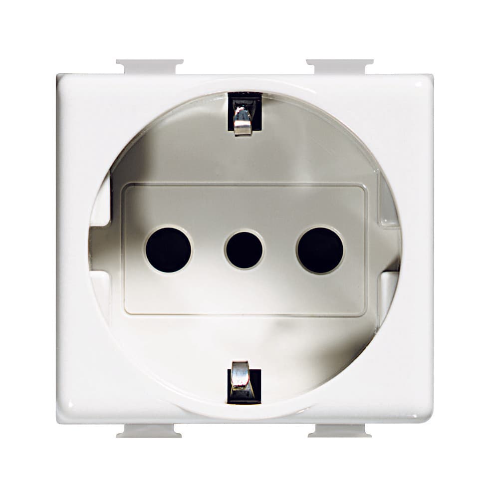 DADO TOMACORRIENTE SCHUKO 2 MOD BLANCO 2P+T 16A 250V MATIX AM54403