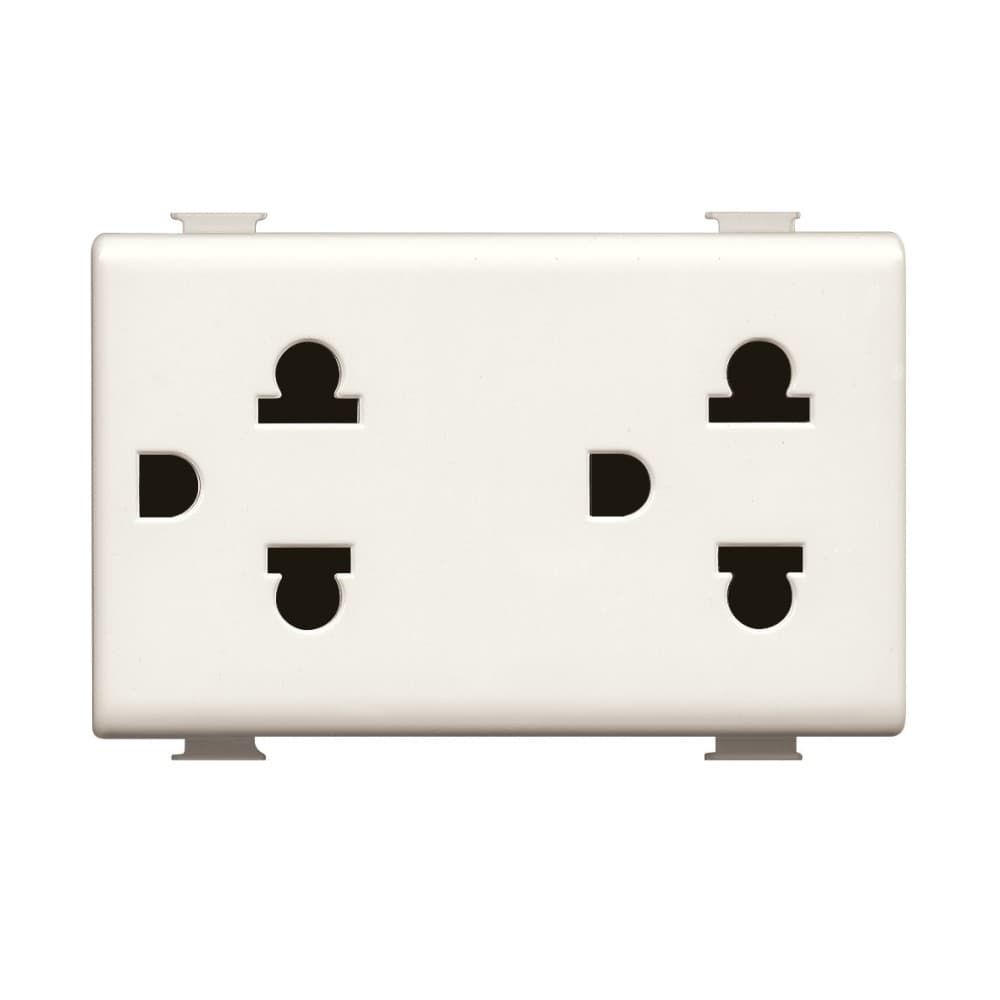 DADO TOMACORRIENTE UNIVERSAL DUPLEX MARFIL 2P+T 15A 250V MATIX A5025D