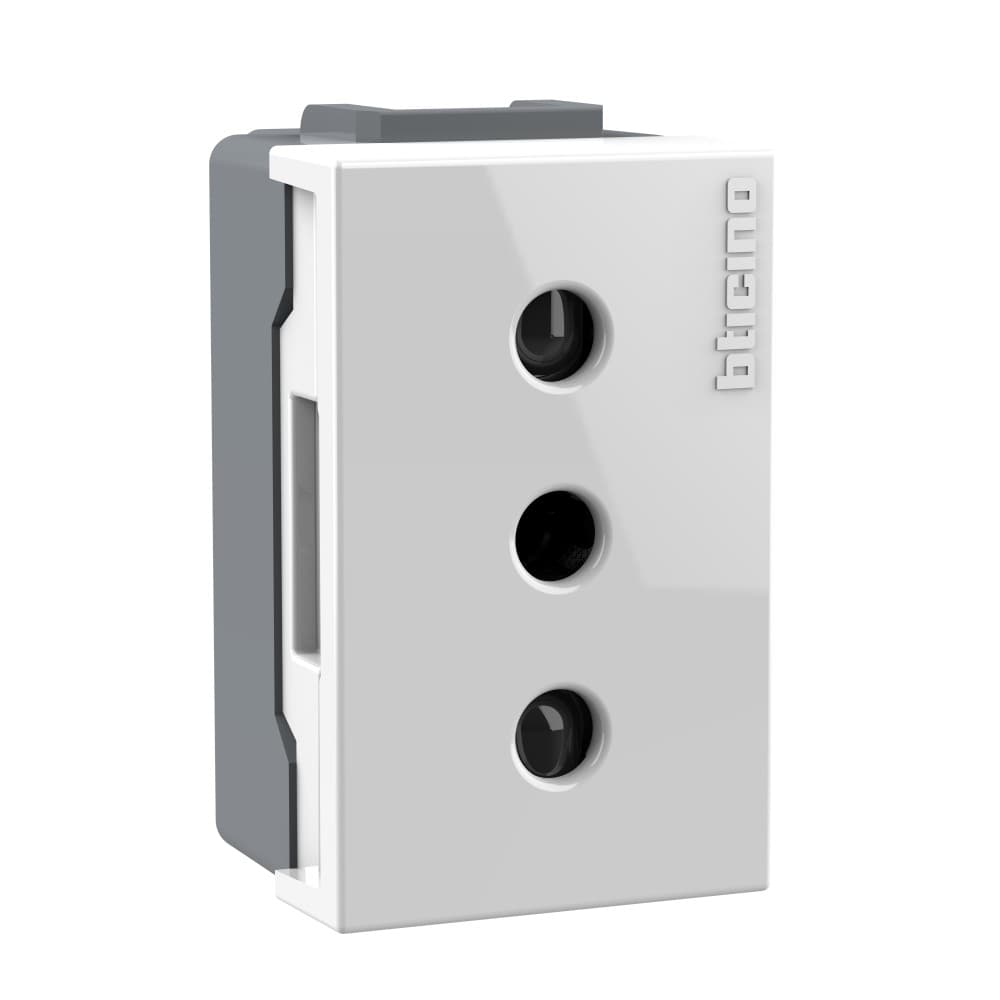 DADO TOMACORRIENTE 3 EN LINEA 1 MOD BLANCO 2P+T 10A 250V MODUS4 AH2113EB