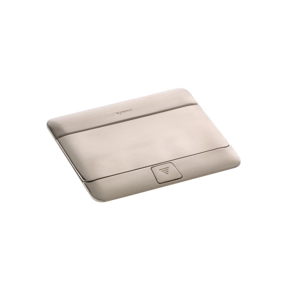 CAJA TOMACORRIENTE PISO EMPOTRABLE 4 MOD C/TAPA INOX POP-UP 054021