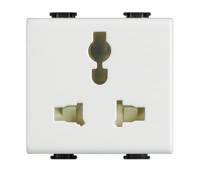 DADO TOMACORRIENTE UNIVERSAL 1 MOD BLANCO 2P+T 5/13 A 250V MATIX AM5039