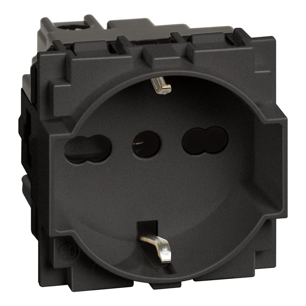 DADO TOMACORRIENTE SCHUKO 2 MOD NEGRO 2P+T 16A 250V LIVING NOW KG4140A16