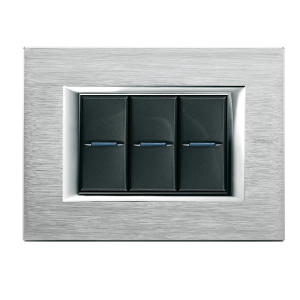 PLACA AXOLUTE RECTANGULAR 3 MOD COLOR CROMO HA4803CR