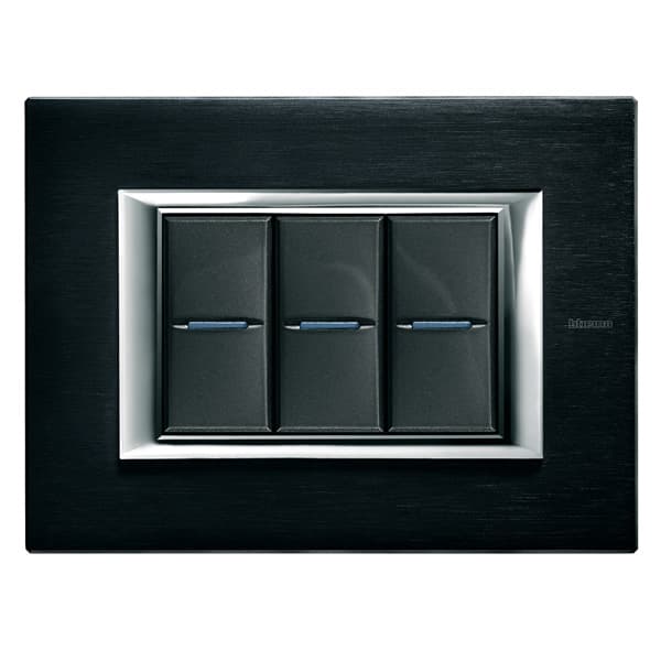 PLACA AXOLUTE RECTANGULAR 3 MÓD ANTRACITA CEPILLADA HA4803XS