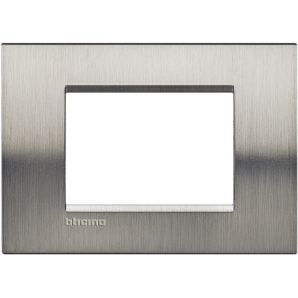 PLACA METAL 3 MOD COLOR ACERO CEPILLADO LIVINGLIGHT LNA4803ACS