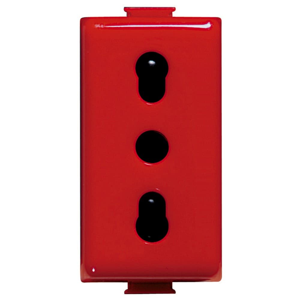 TOMACORRIENTE BIPASO 2P+T 10A Y 16A 250VAC 1MOD MATIX ANTIMICROBIAL ROJO
