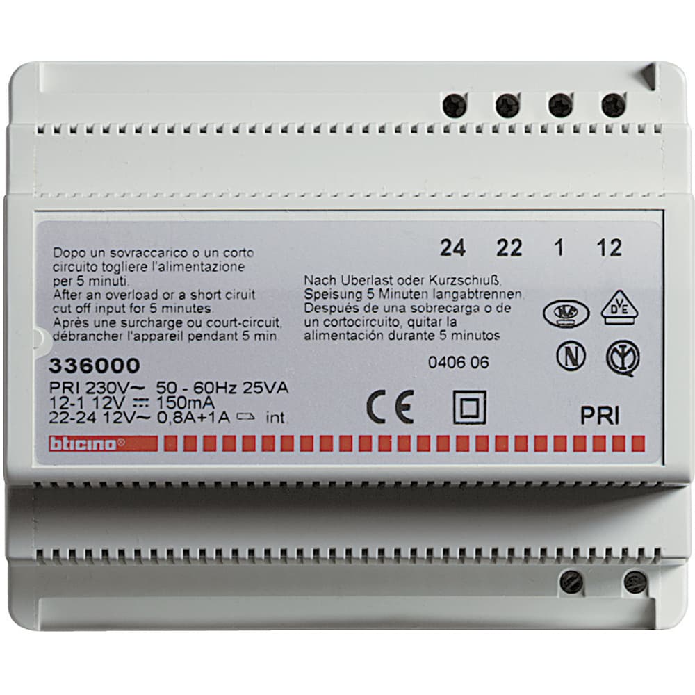 FUENTE ALIMENTACION 230VAC SISTEMA INTERCOMUN DIG 6 MOD DIN 336000