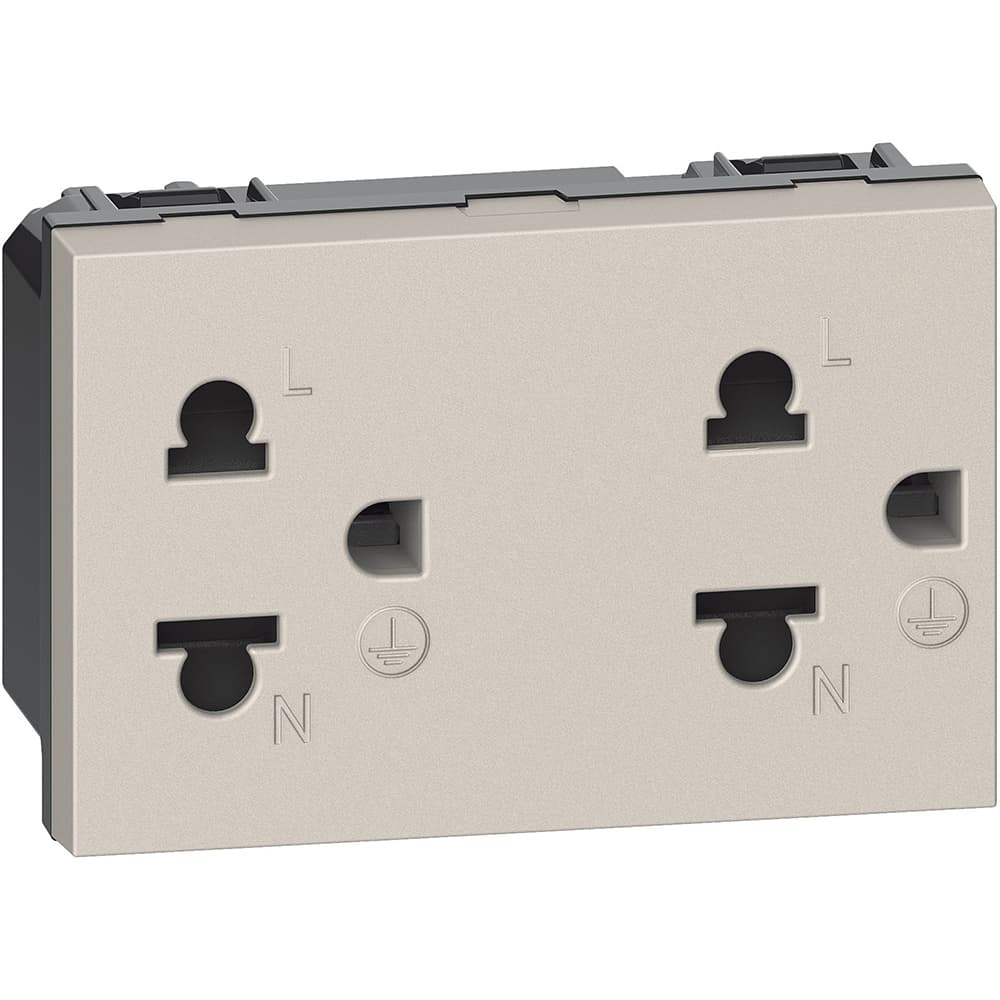 DADO TOMACORRIENTE UNIVERSAL DOBLE 3 MOD ARENA 2P+T 16A 250V LIVING NOW KM4185