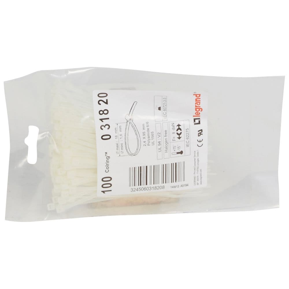 ATADOR P/CABLE NATURAL 2.4X95MM COLRING C/100 UND 031820