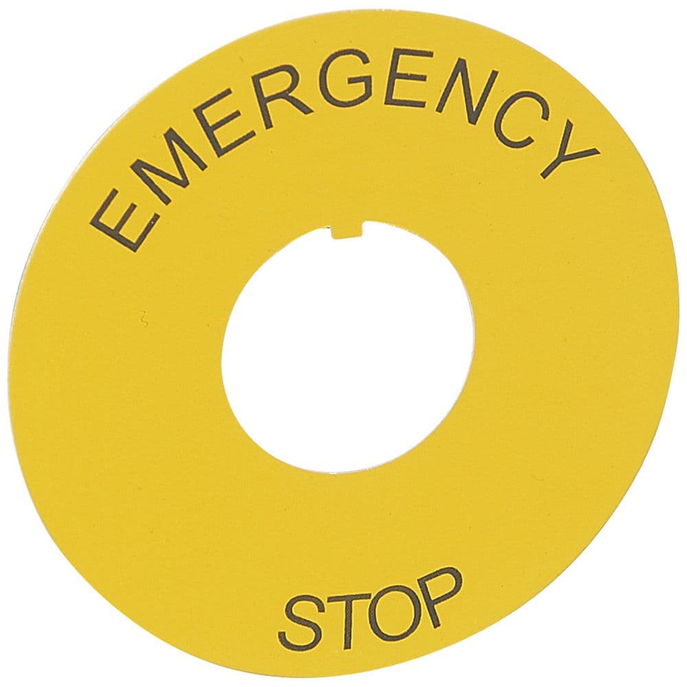 ETIQUETA AMARILLA EMERGENCY STOP 60MM DIAM 024176