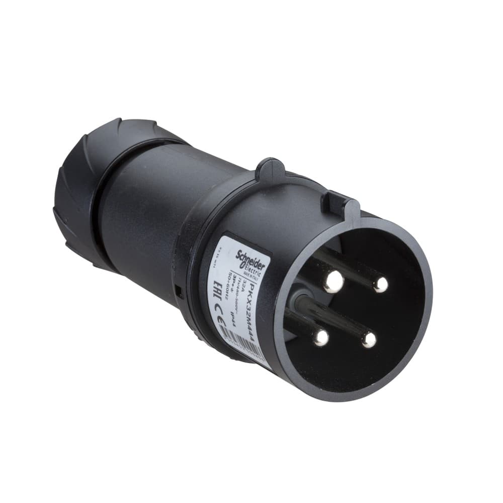 ENCHUFE IND AEREO 3P+T 32A 480/500V NEGRO 7H IP44 PKX32M444