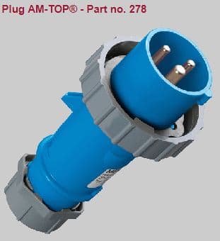 ENCHUFE IND AEREO 2P+T 16A 230V AZUL 6H IP67 278