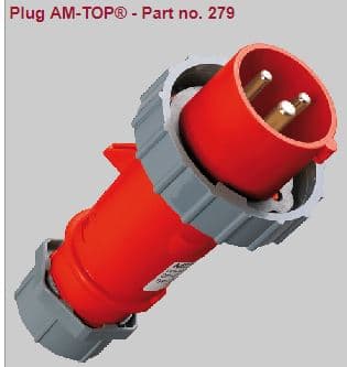 ENCHUFE IND AEREO 2P+T 16A 415V ROJO 9H IP67 279