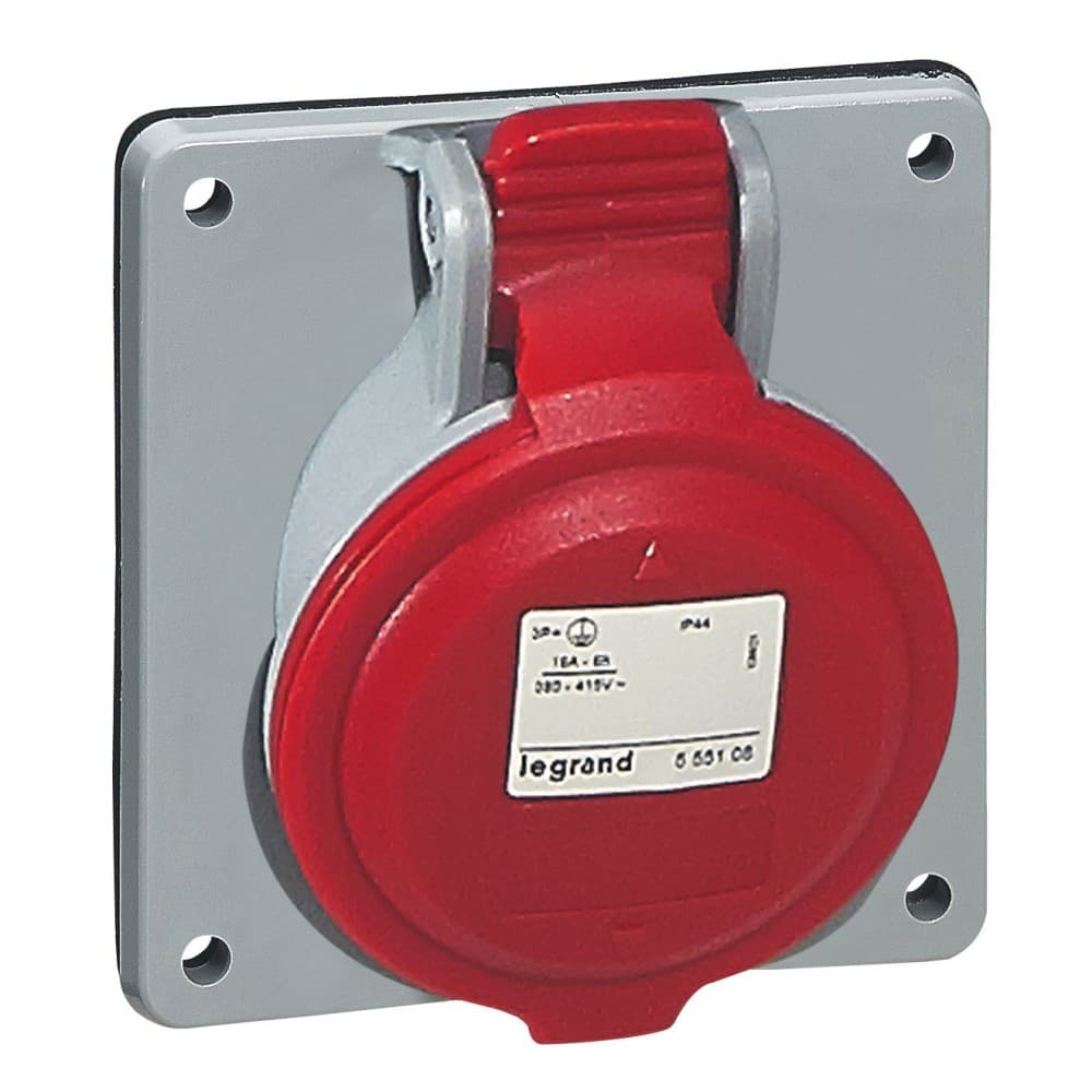 TOMA INDUSTRIAL EMPOTRADO 3P+T 32A 380/415VAC ROJO 6H IP44 555288