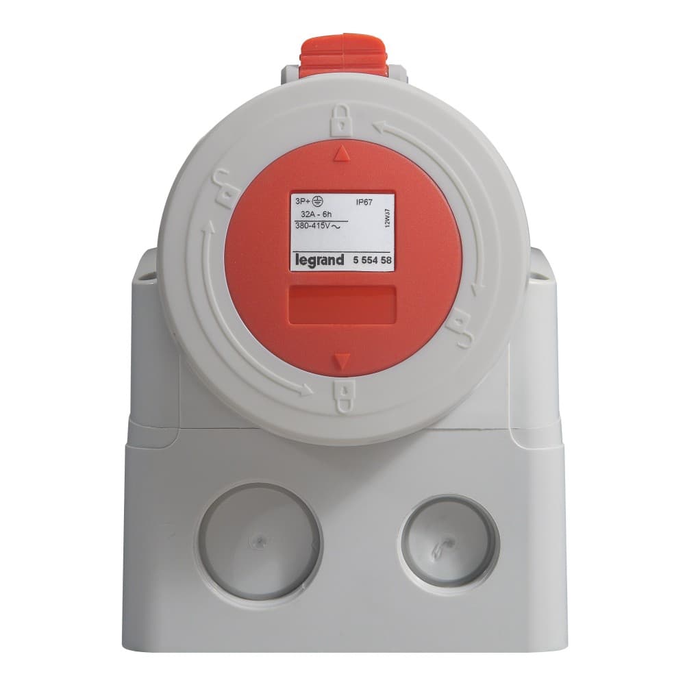 TOMA INDUSTRIAL ADOSABLE 3P+T 32A 380/415VAC ROJO 6H IP67 555458