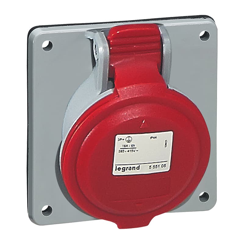 TOMA INDUSTRIAL EMPOTRADO 3P+N+T 32A 380/415VAC ROJO 6H IP44 555289