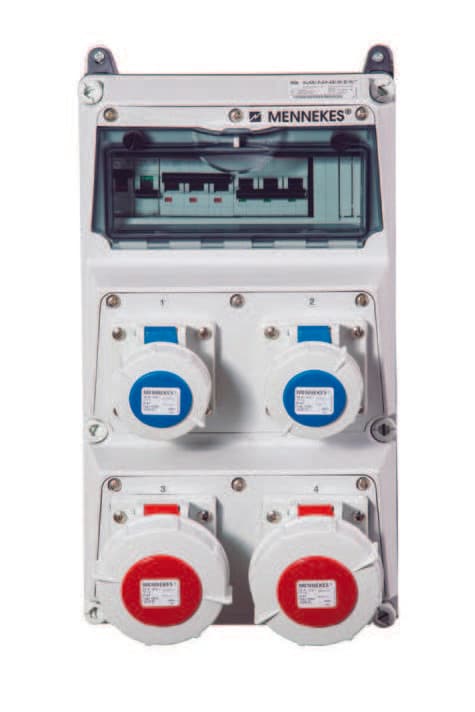 CAJA COMBINADA 2 TOMA 32A 3P+T 415V + 2 TOMA 16A 2P+T 250V C/2 INT 3X32A 2 INT 1X 16+N 6H