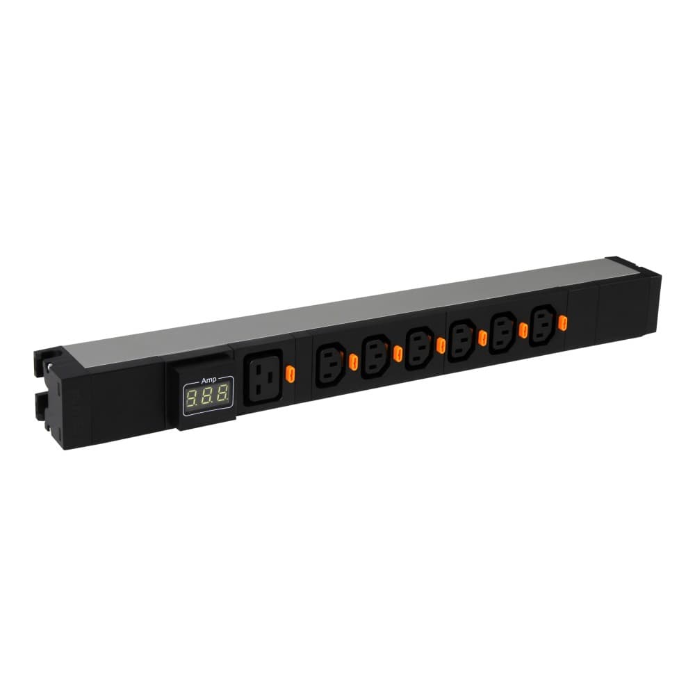 PDU 19" 1U  P/RACK 6+1 SALIDAS C13+C19 C/AMPERIMETRO 646845