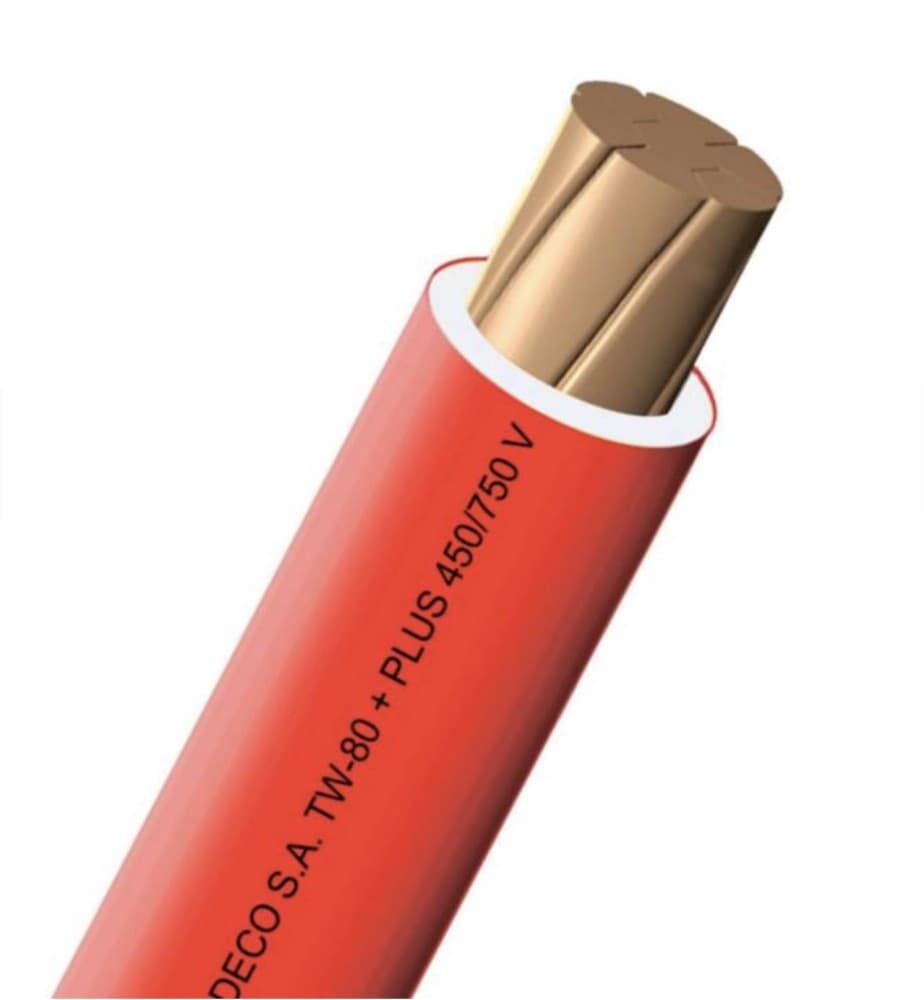 CONDUCTOR ELECTRICO CABLEADO 750V PVC 14AWG ROJO TW-80 + PLUS