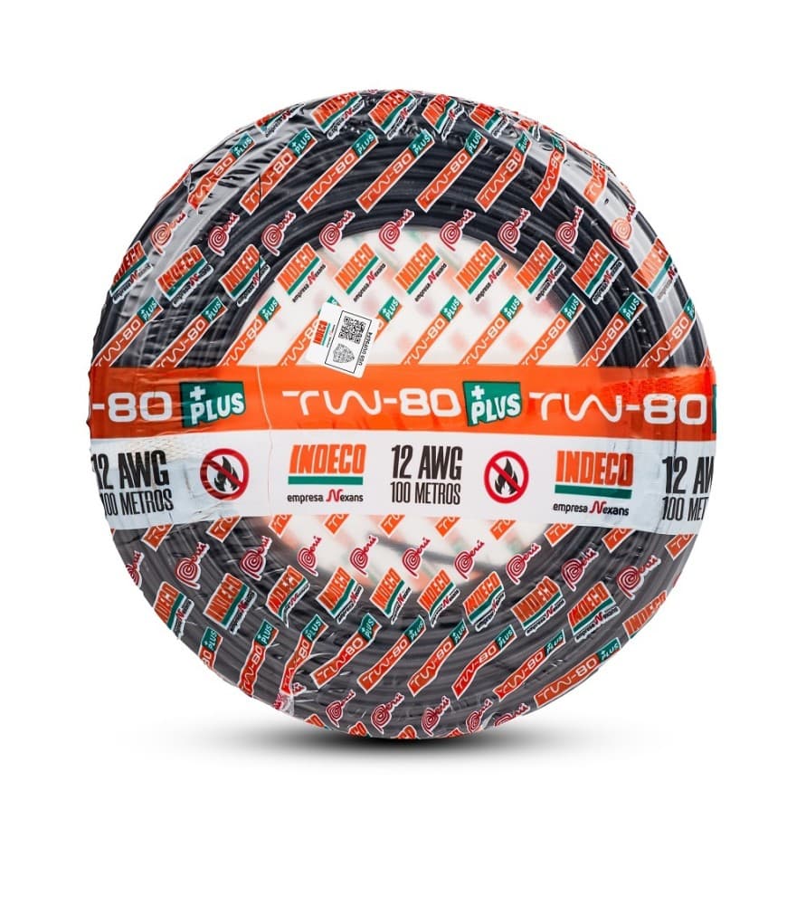 CONDUCTOR ELECTRICO CABLEADO 750V PVC 12AWG NEGRO TW-80 + PLUS