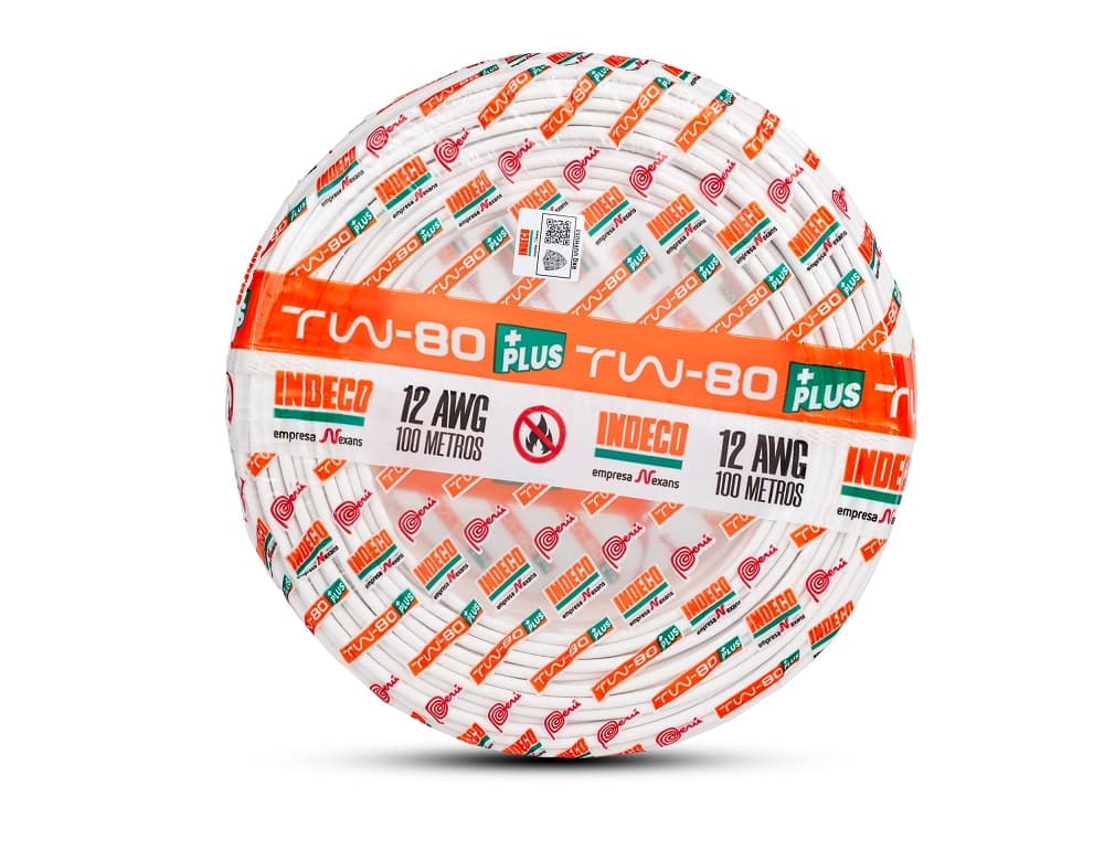 CONDUCTOR ELECTRICO CABLEADO 750V PVC 12AWG BLANCO TW-80 + PLUS