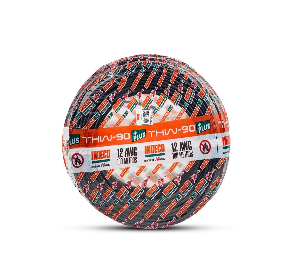 CONDUCTOR ELECTRICO CABLEADO 750V PVC 12AWG NEGRO THW-90 + PLUS