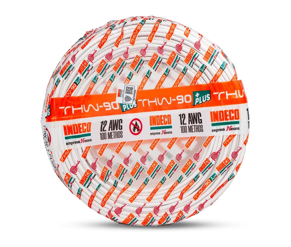 CONDUCTOR ELECTRICO CABLEADO 750V PVC 12AWG BLANCO THW-90 + PLUS