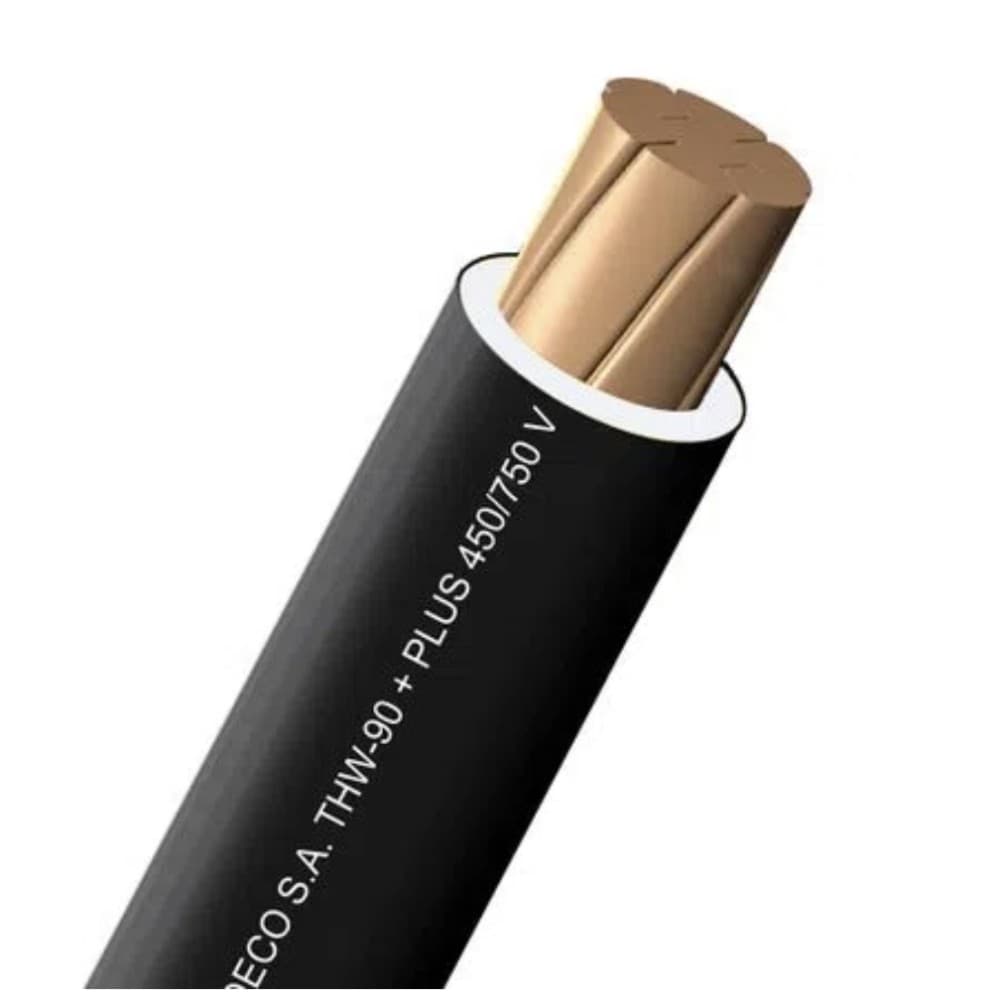 CONDUCTOR ELECTRICO CABLEADO 750V PVC 10AWG NEGRO THW-90 + PLUS