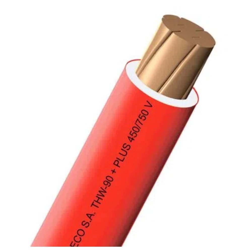 CONDUCTOR ELECTRICO CABLEADO 750V PVC 10AWG ROJO THW-90 + PLUS