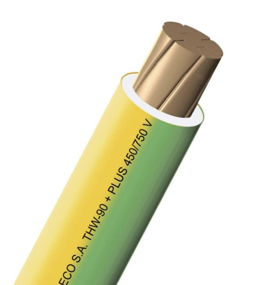 CONDUCTOR ELECTRICO CABLEADO 750V PVC 14AWG AMAR/VERDE TW-80 + PLUS