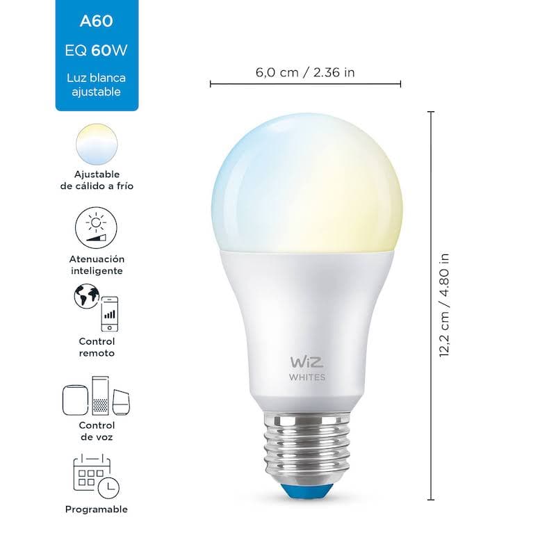 LAMPARA LED INTELIGENTE A60 9W 2700-6500K 220-240V E27 WHITE TUNABLE WIZ WIFI
