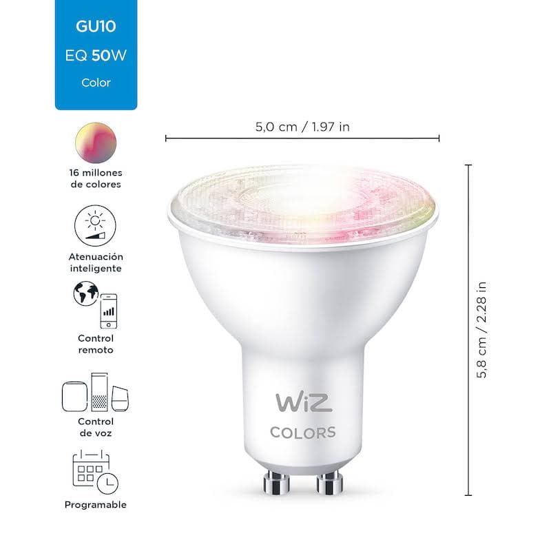 LAMPARA LED INTELIGENTE PAR16 4.9W RGB 220-240V GU10 WIZ WIFI