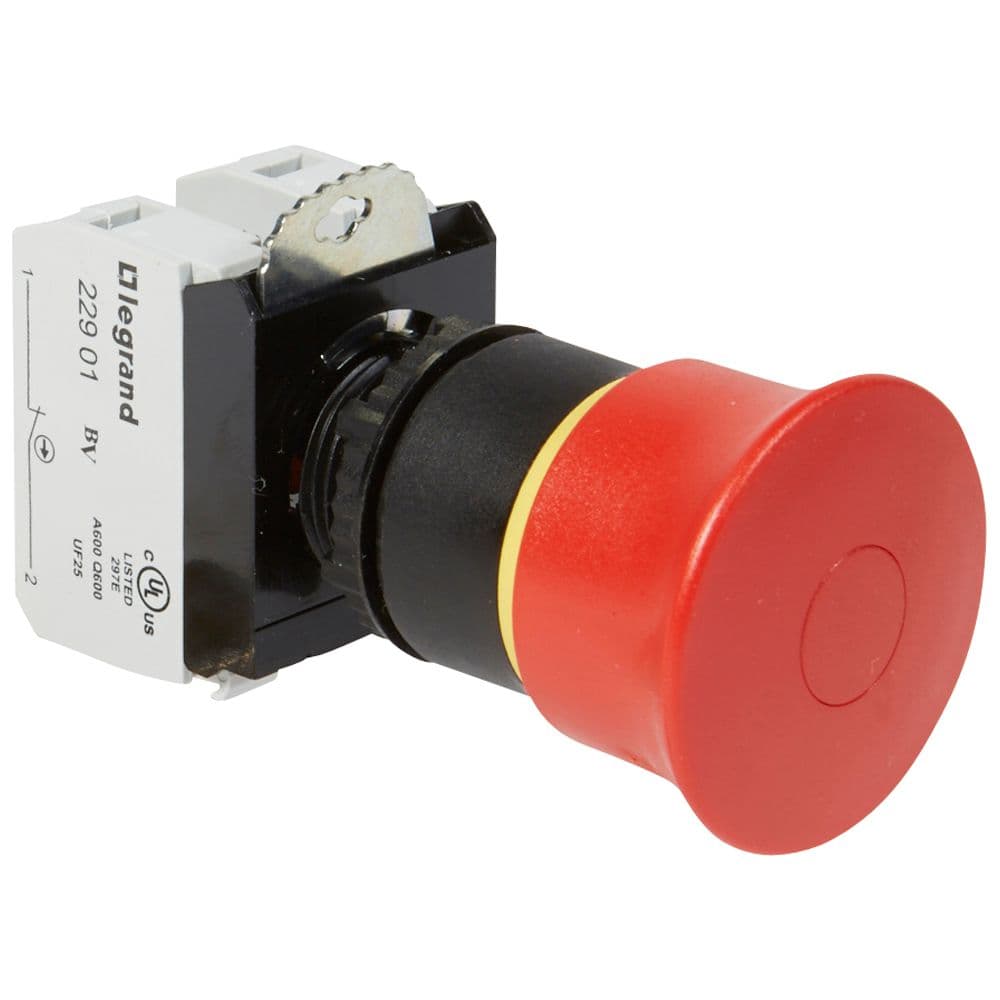 PULSADOR PARADA EMERG HONGO 40MM ROJO 22.5MM 1NA+1NC OZMOS 023725