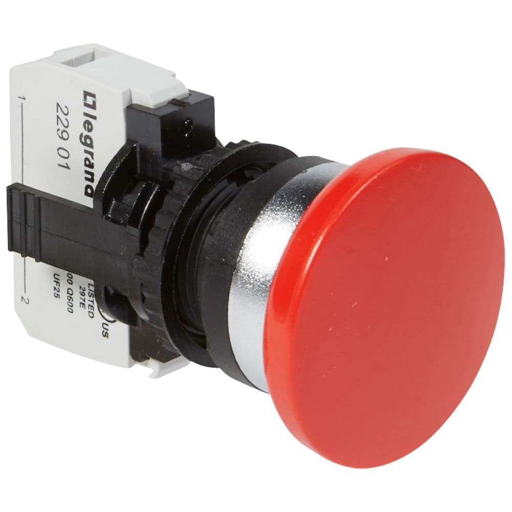 PULSADOR PARADA EMERG HONGO 40MM ROJO 22MM 1NC OZMOS 023716
