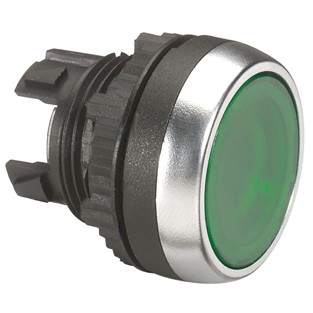 CABEZA PULSADOR LUMINOSO RASANTE VERDE 22MM OSMOZ 024002