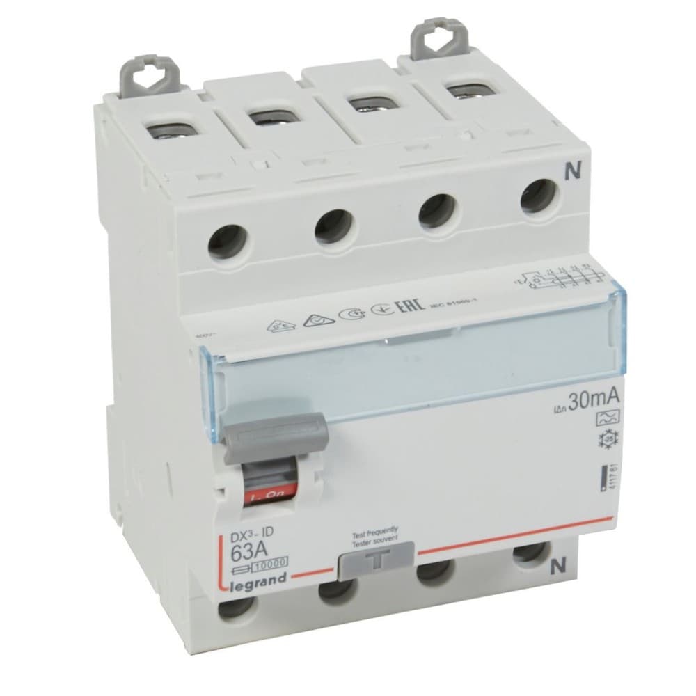 INTERRUPTOR DIFERENCIAL 4P 63A 230VAC 30MA TIPO A DX3 ID 411761
