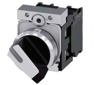 SELECTOR MANETA CORTA 2 POSIC METAL NEGRO 22MM 1NA+1NC SIRIUS 3SU11502BF601MA0