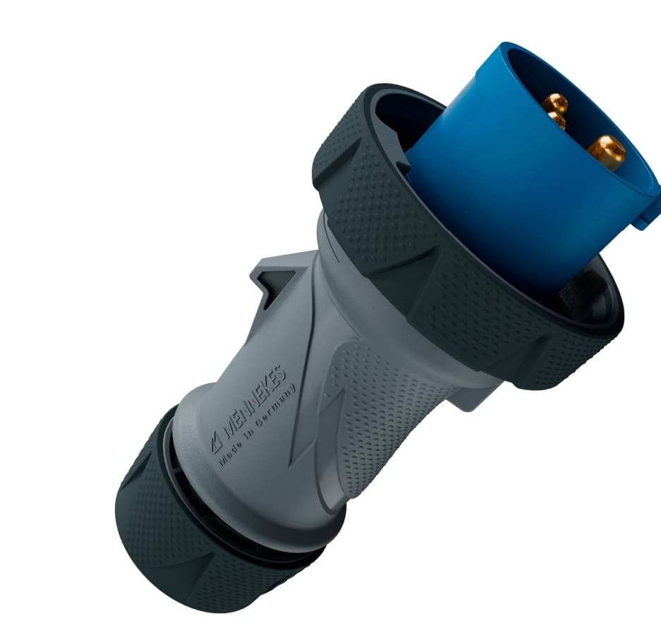 ENCHUFE INDUSTRIAL AEREO 2P+T 16A 230V AZUL 6H IP67/IP69 POWERTOP XTRA 13620