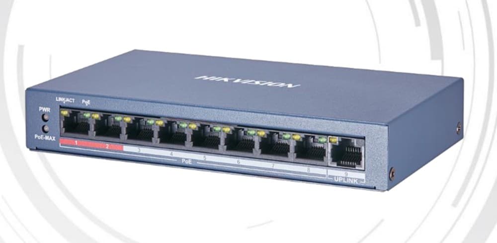 SWITCH CONMUTADOR NO ADM ETHERNET 8 PUERT 10/100MBPS POE+1 PUERT UPLINK 60W DS-3E0109P-E/M(B)