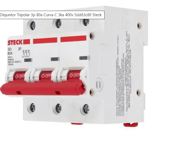 INTERRUPTOR AUT TERMOMAG P/RIEL 3P 80A 230/400VAC 10KA SDD3C80