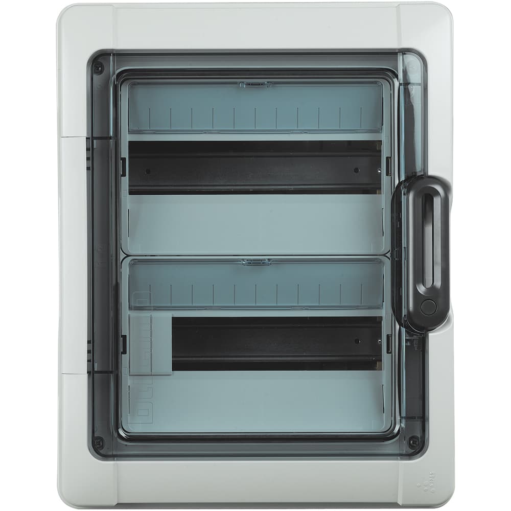 TABLERO ADOSABLE RESINA 24 POLOS IP65 432X 340X 161MM C/PUERTA BTDIN F107N24D