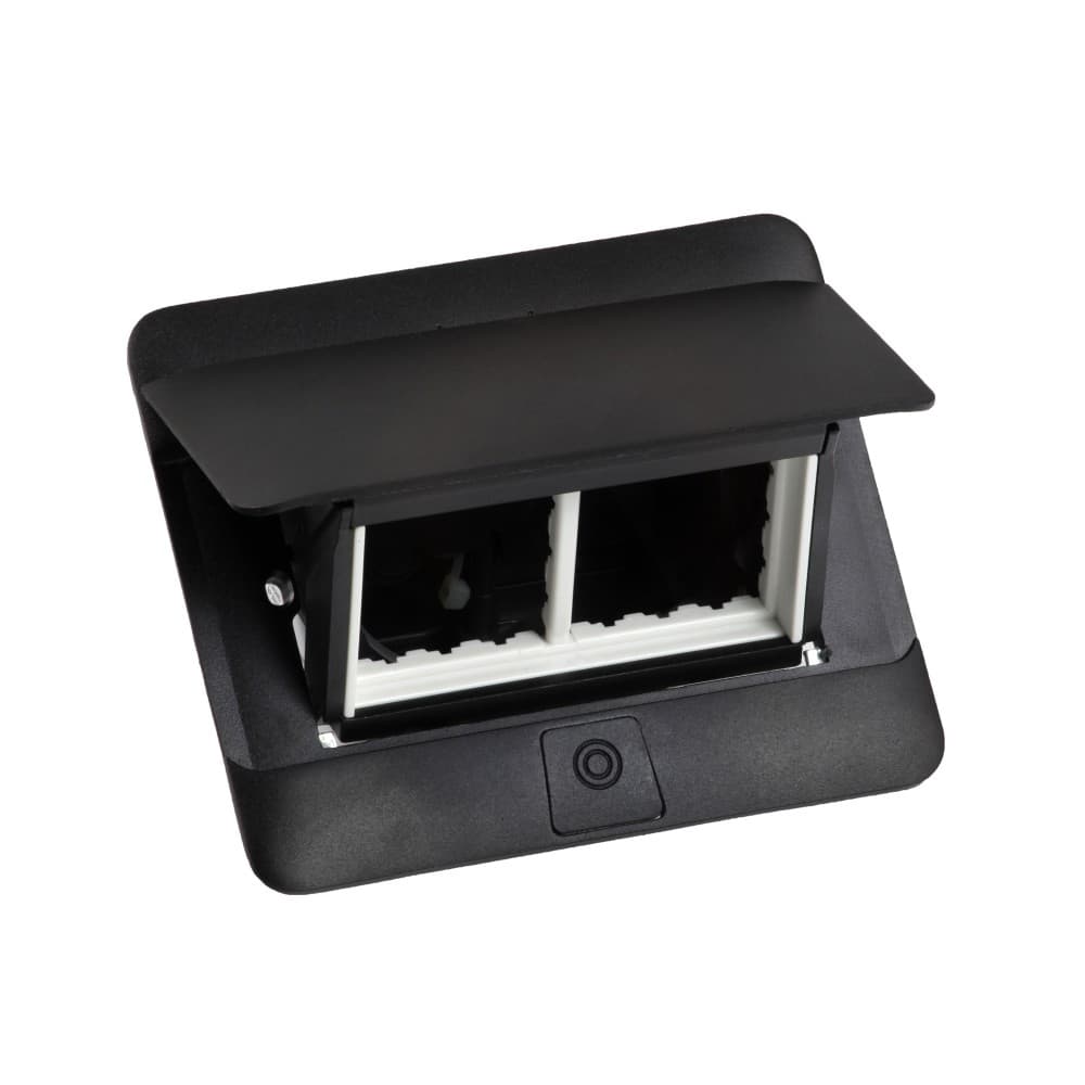 CAJA TOMACORRIENTE MUEBLE EMPOTRABLE 4 MOD C/TAPA POP-UP 654002