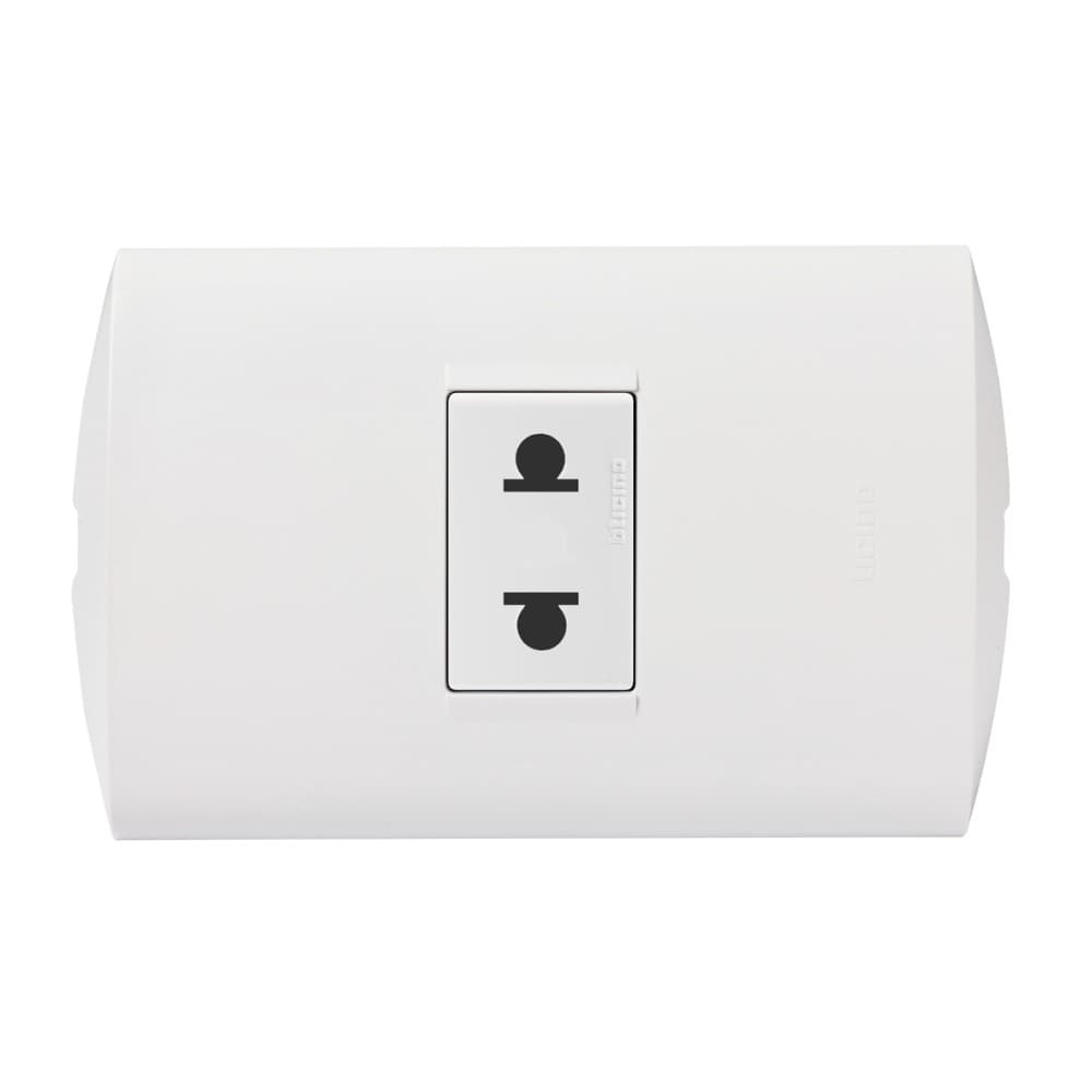 TOMACORRIENTE SIMPLE UNIVERSAL BLANCO 2P 16A 250V PLACA BLANCA MODUS STYLE AE2112EB