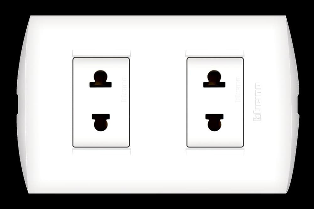 TOMACORRIENTE DOBLE UNIVERSAL BLANCO 2P 16A 250V PLACA BLANCA MODUS STYLE AE2212EB