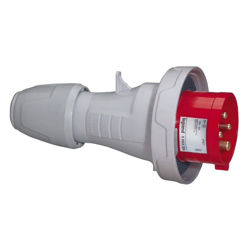 ENCHUFE IND AEREO 3P+T 16A 380/415VAC ROJO 6H IP67 555328
